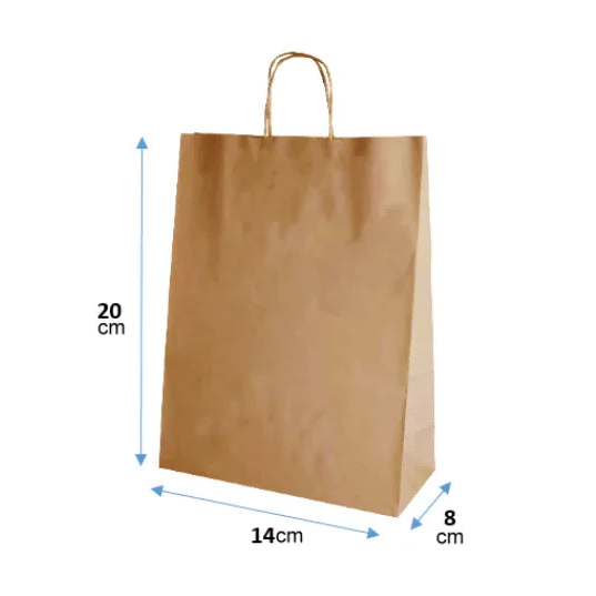 Bolsas de Papel Kraft Café 14x20x8 cm - Seriflux
