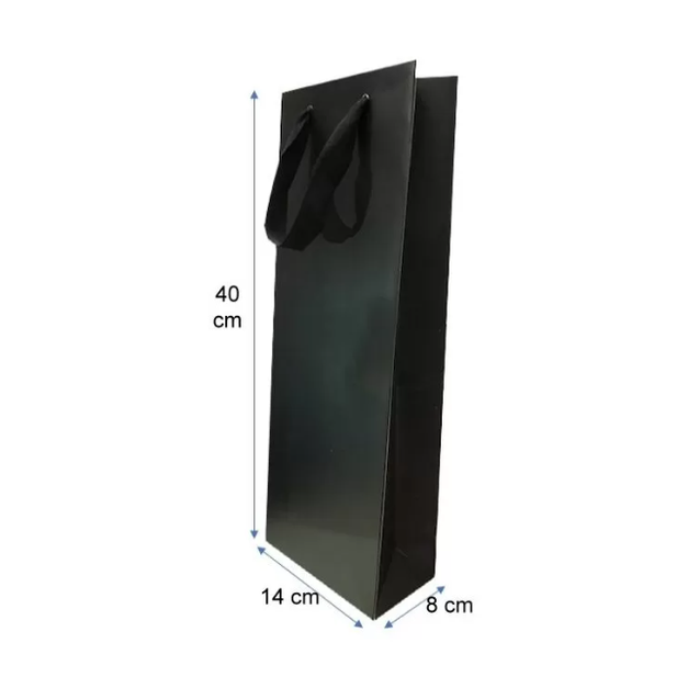 Bolsas de Papel Lujo Personalizables 14x40x8 - Negro y Blanco