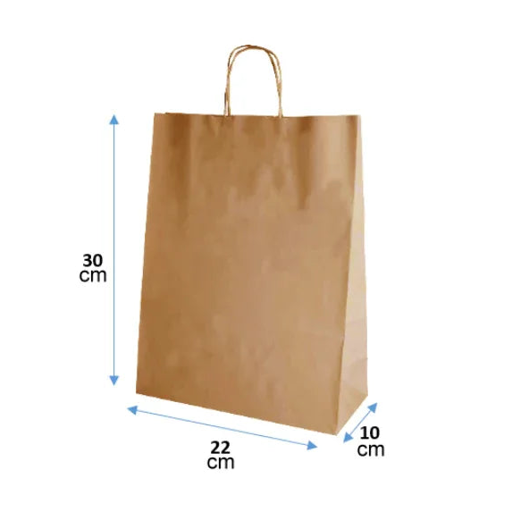 Bolsas de Papel Kraft Café 22x30x10 cm - Seriflux