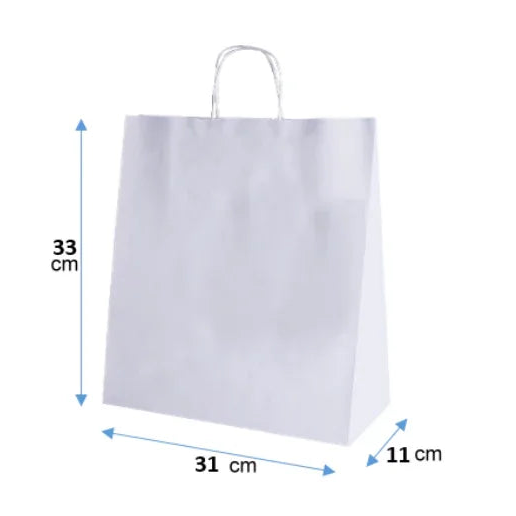 Bolsas de Papel Kraft Blanco 31x33x11 cm - Seriflux