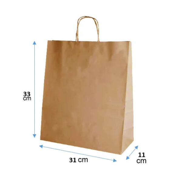Bolsas de Papel Kraft Café 31x33x11 cm - Seriflux