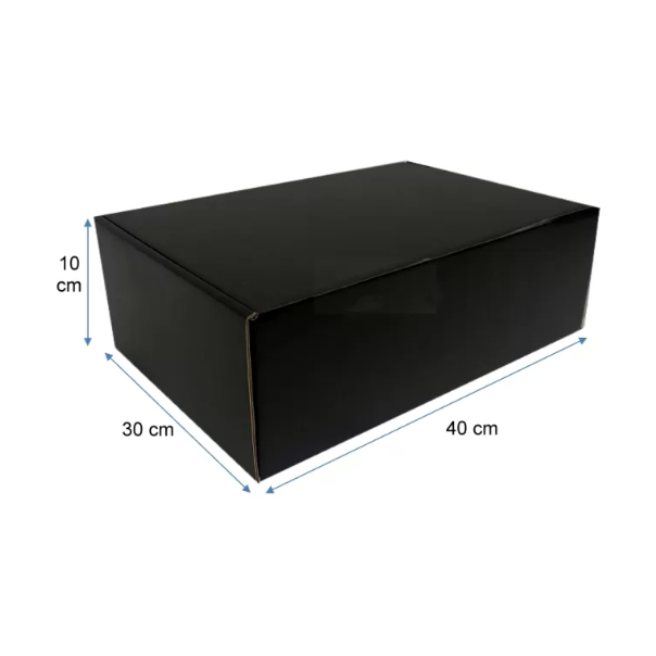 Caja Cartón Lujo Negro - Blanco 40x30x10 cm