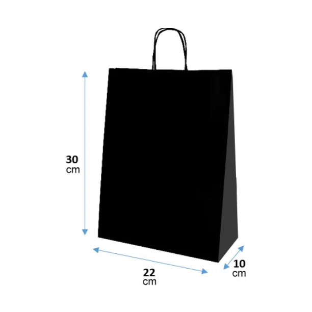 Bolsas de Papel Negras 22x30x10 cm - Seriflux