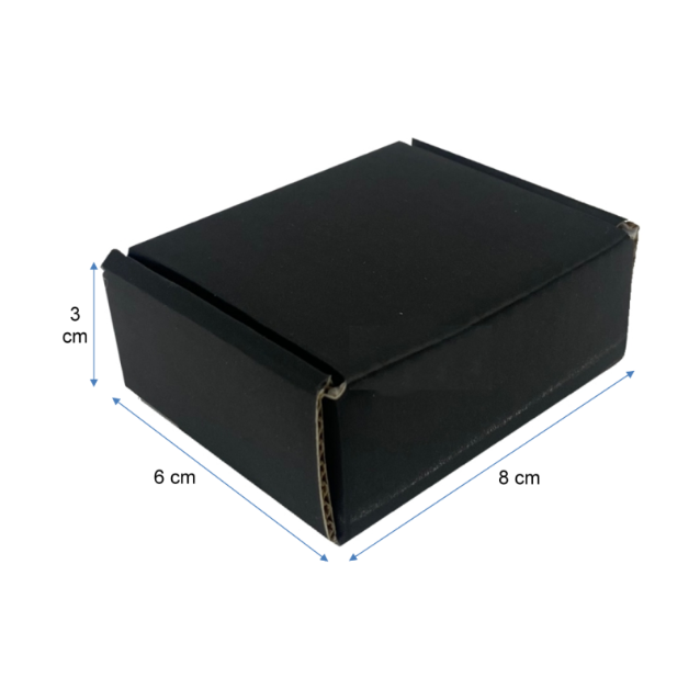 Caja Cartón de Lujo Negro - Blanca8x6x3 cm
