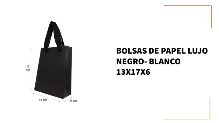 Bolsas de Papel Lujo Negro- Blanco 13x17x6 by@Outfy