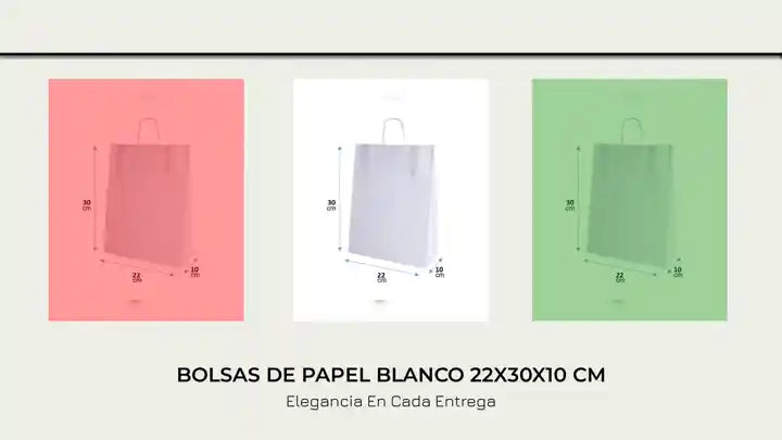 Bolsas de Papel Blanco 22x30x10 cm by@Outfy
